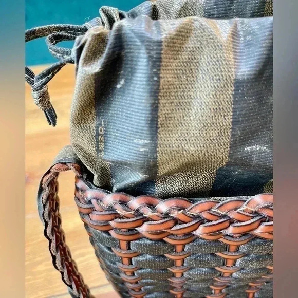 Fendi 14014 | Pequin & Leather | Crossbody Mini Bucket Bag - Picture 12 of 13